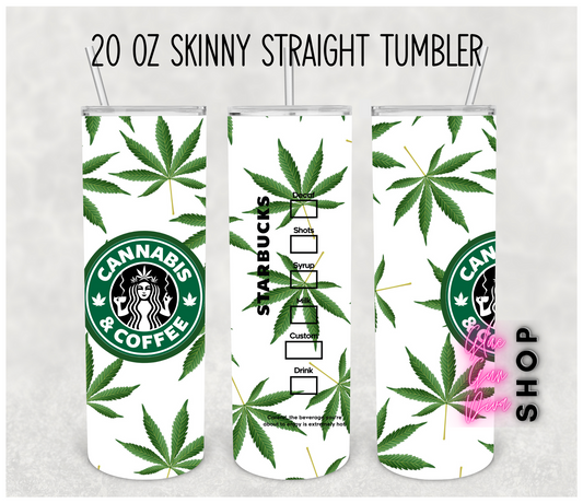 CANNABIS And COFFEE - green leaves sublimation  Insulated Tumbler