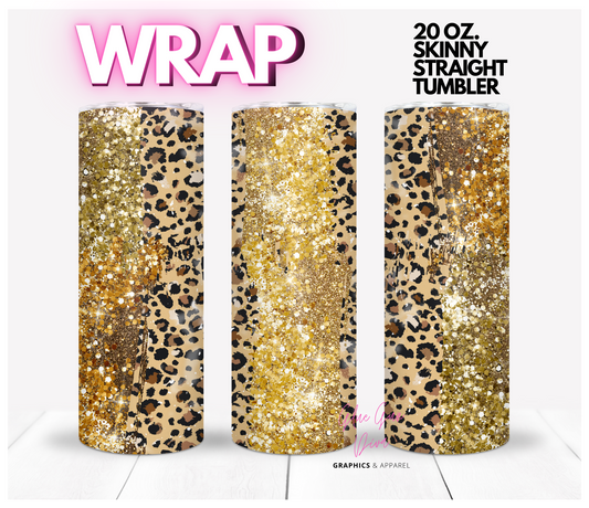 Glitter and Leopard Print Dreams - Digital tumbler wrap for 20 oz skinny straight tumbler