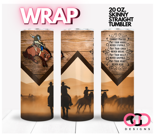 Cowboy Prayer-   Digital tumbler wrap for 20 oz skinny straight tumbler