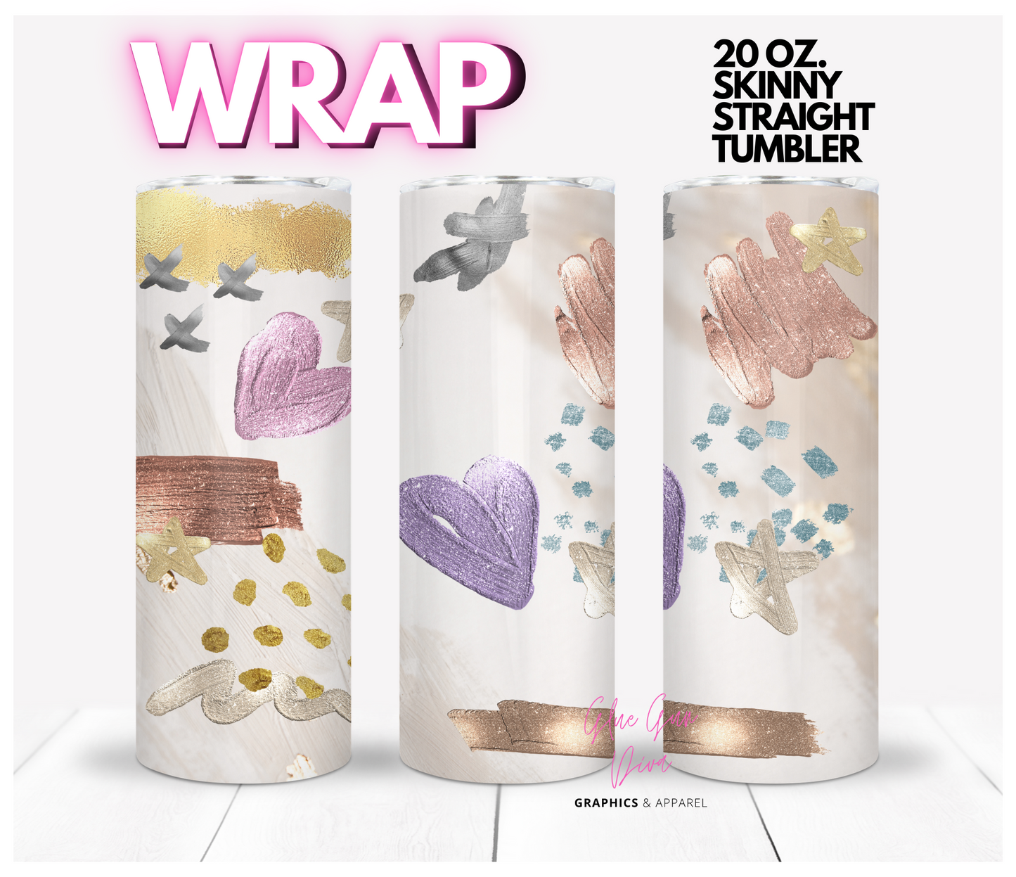 Metallic Doodles-  Digital tumbler wrap for 20 oz skinny straight tumbler