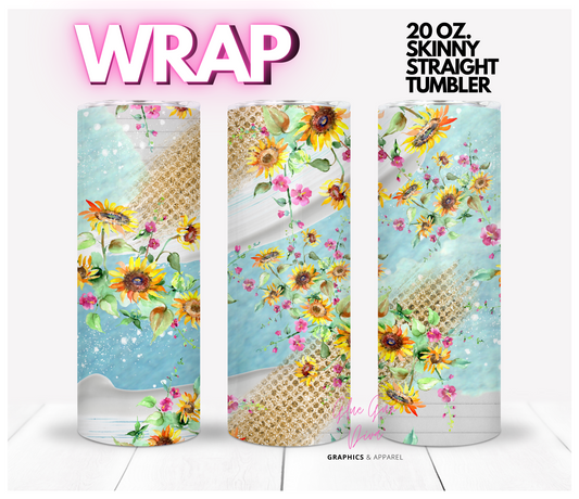 Sunflower Paint - Digital tumbler wrap for 20 oz skinny straight tumbler