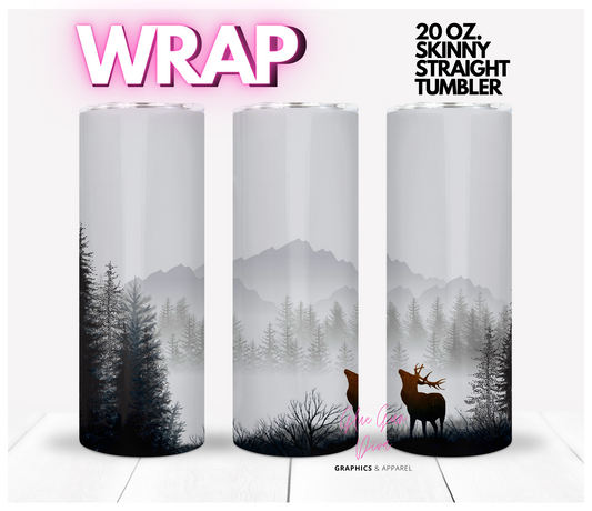 Grey Forest- Digital tumbler wrap for 20 oz skinny straight tumbler