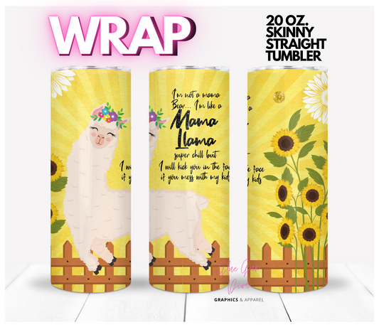 Mama Llama - Digital tumbler wrap for 20 oz skinny straight tumbler