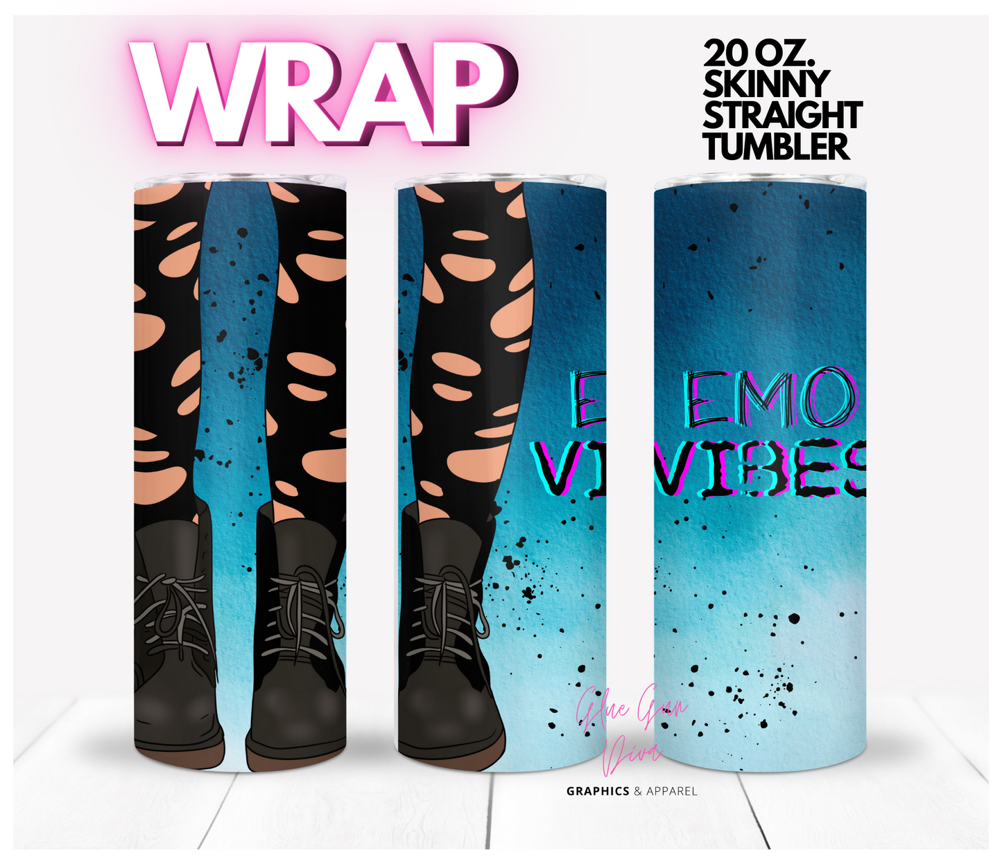 Emo Vibes -  Digital tumbler wrap for 20 oz skinny straight tumbler