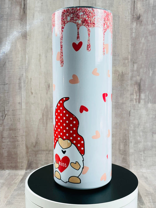 GNOMES with hearts Valentine's Day handmade 20 oz stainless steel tumbler