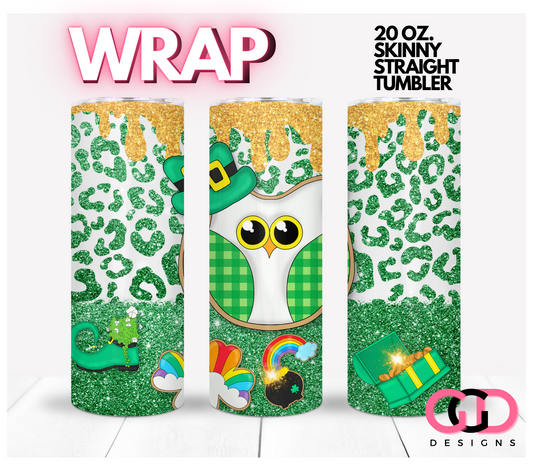 Lucky Owl - Digital tumbler wrap for 20 oz skinny straight tumbler