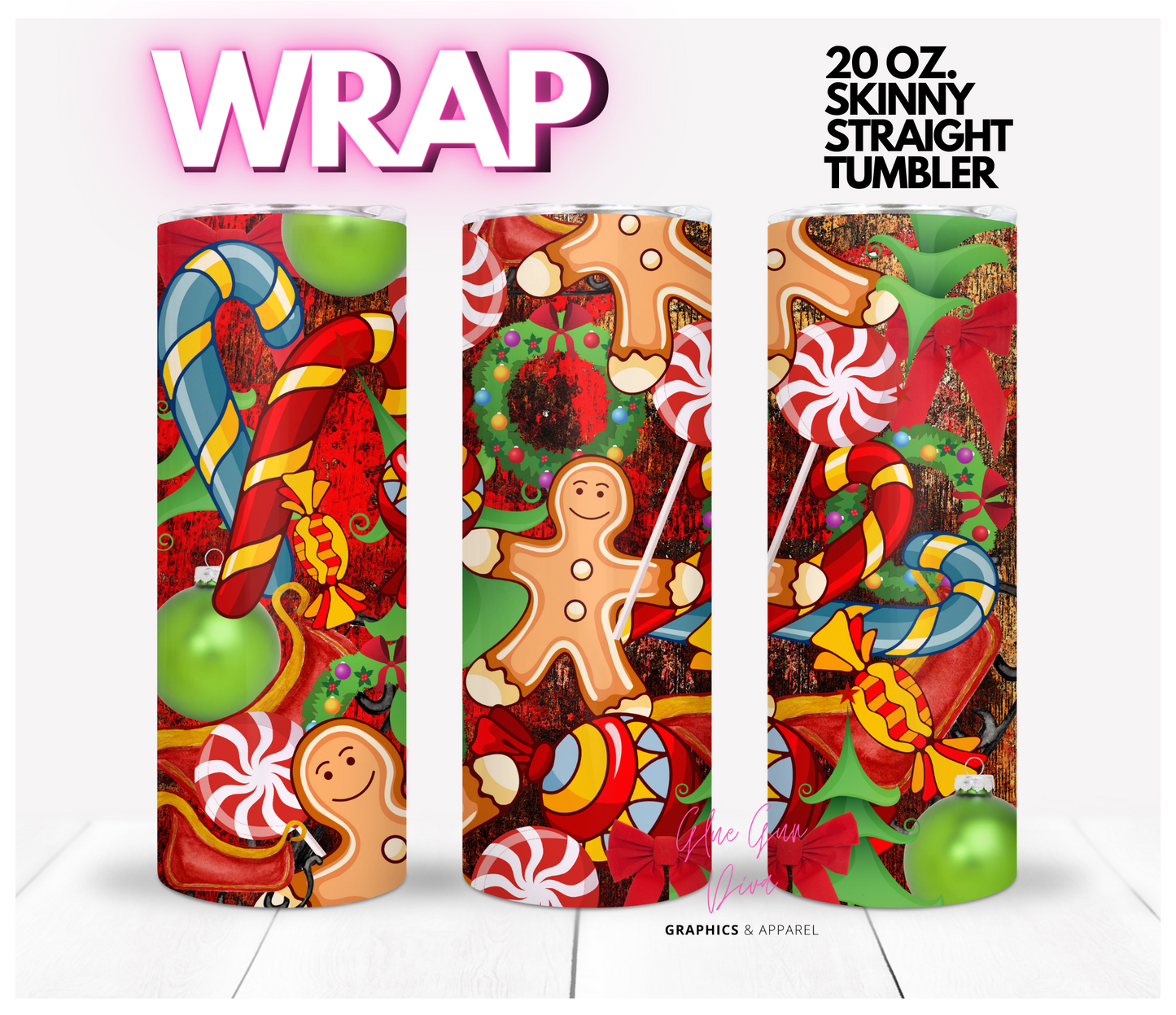 Christmas Collage - Digital tumbler wrap for 20 oz skinny straight tumbler