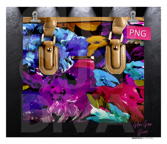 Colorful Purple Purse - Digital tumbler wrap for 20 oz skinny straight tumbler