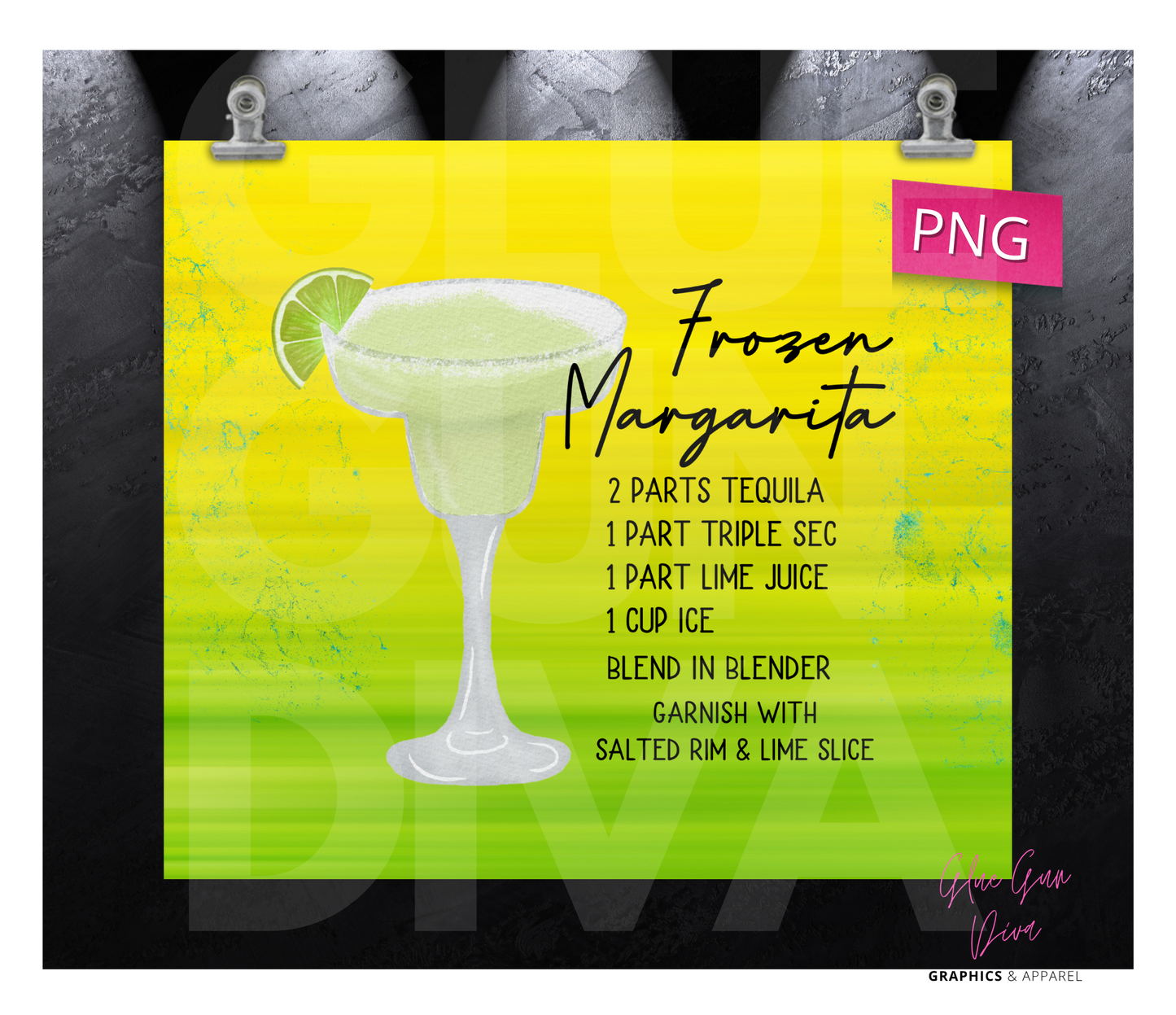 Frozen Margarita - Digital tumbler wrap for 20 oz skinny straight tumbler