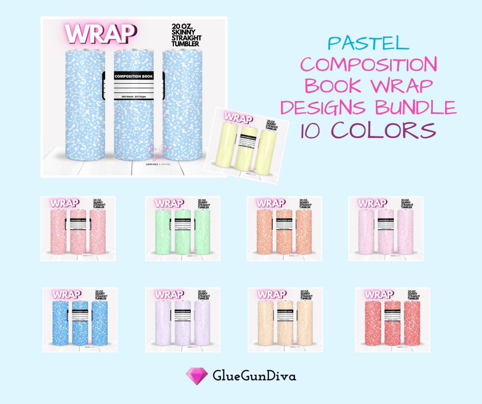 PASTELS Composition Book Wrap Designs BUNDLE - 10 images