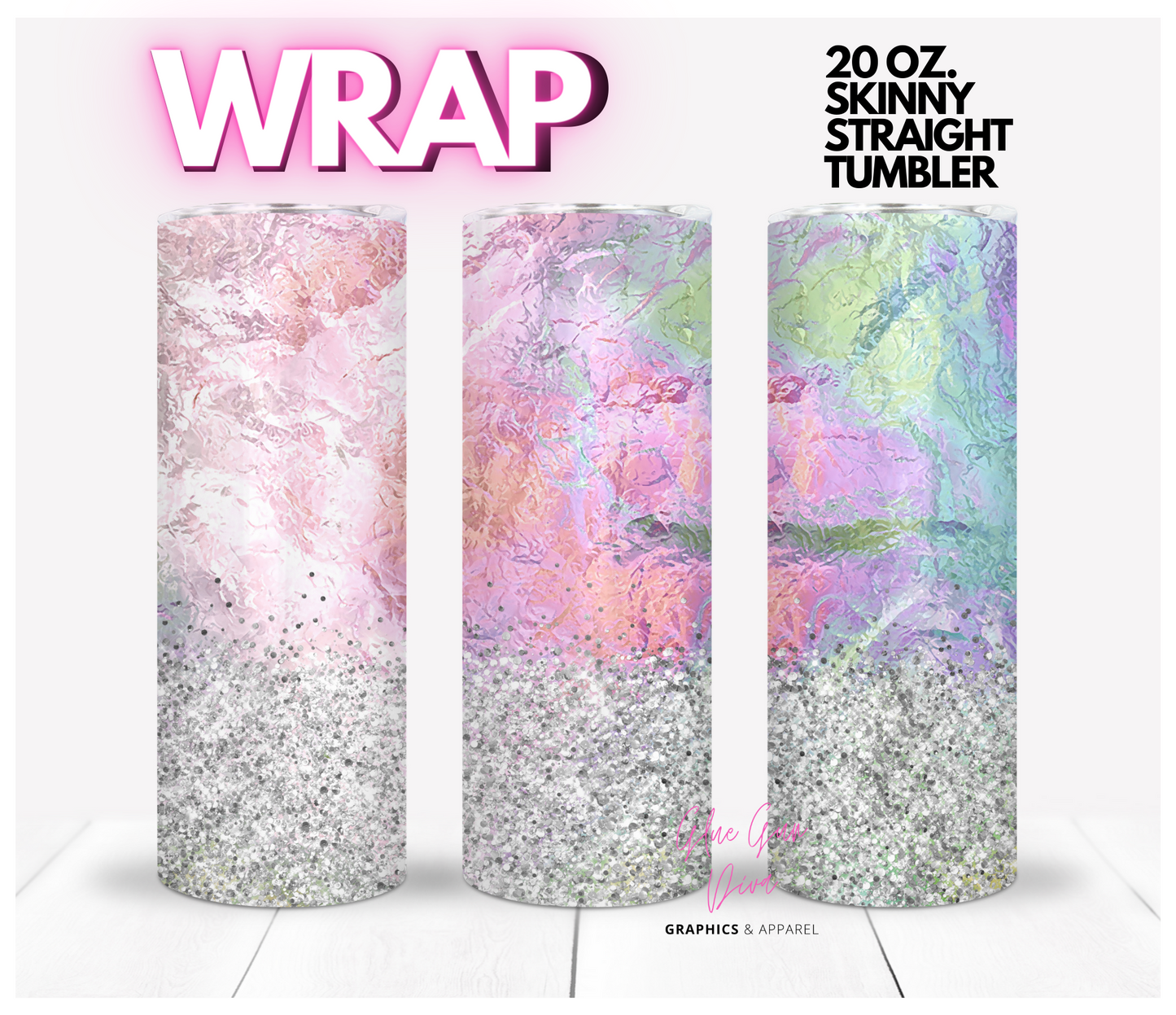 Pastels Foil- Digital tumbler wrap for 20 oz skinny straight tumbler