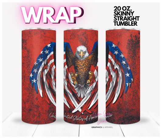 USA eagle-   Digital tumbler wrap for 20 oz skinny straight tumbler