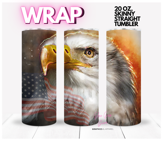 Eagle US Flag- Digital tumbler wrap for 20 oz skinny straight tumbler