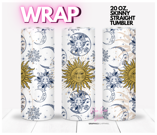 Moon and Stars - Digital tumbler wrap for 20 oz skinny straight tumbler