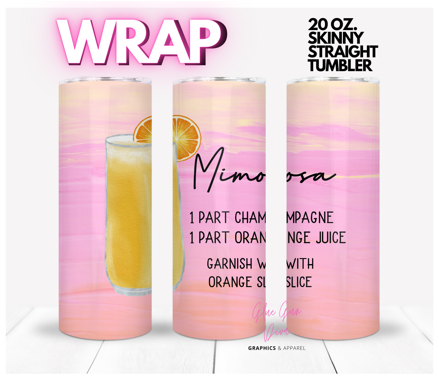 Mimosa- Digital tumbler wrap for 20 oz skinny straight tumbler