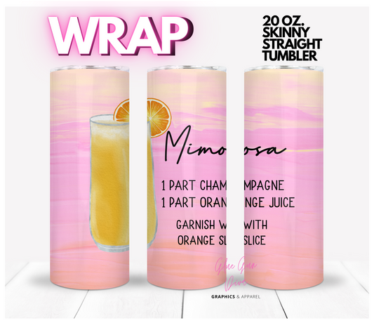 Mimosa- Digital tumbler wrap for 20 oz skinny straight tumbler