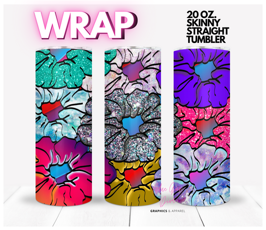 Scrunchies - Digital tumbler wrap for 20 oz skinny straight tumbler