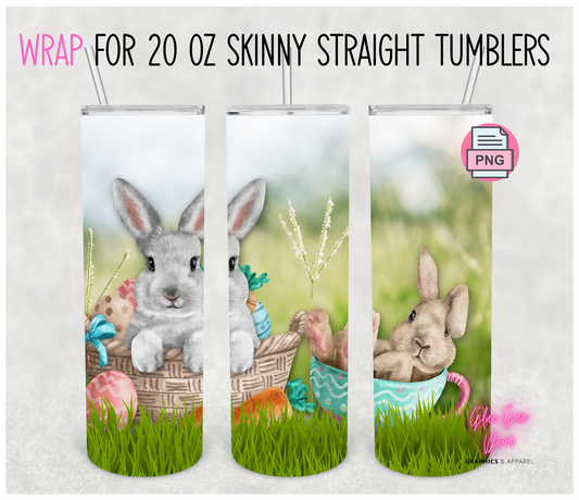 Easter Bunnies- Digital tumbler wrap for 20 oz skinny straight tumbler