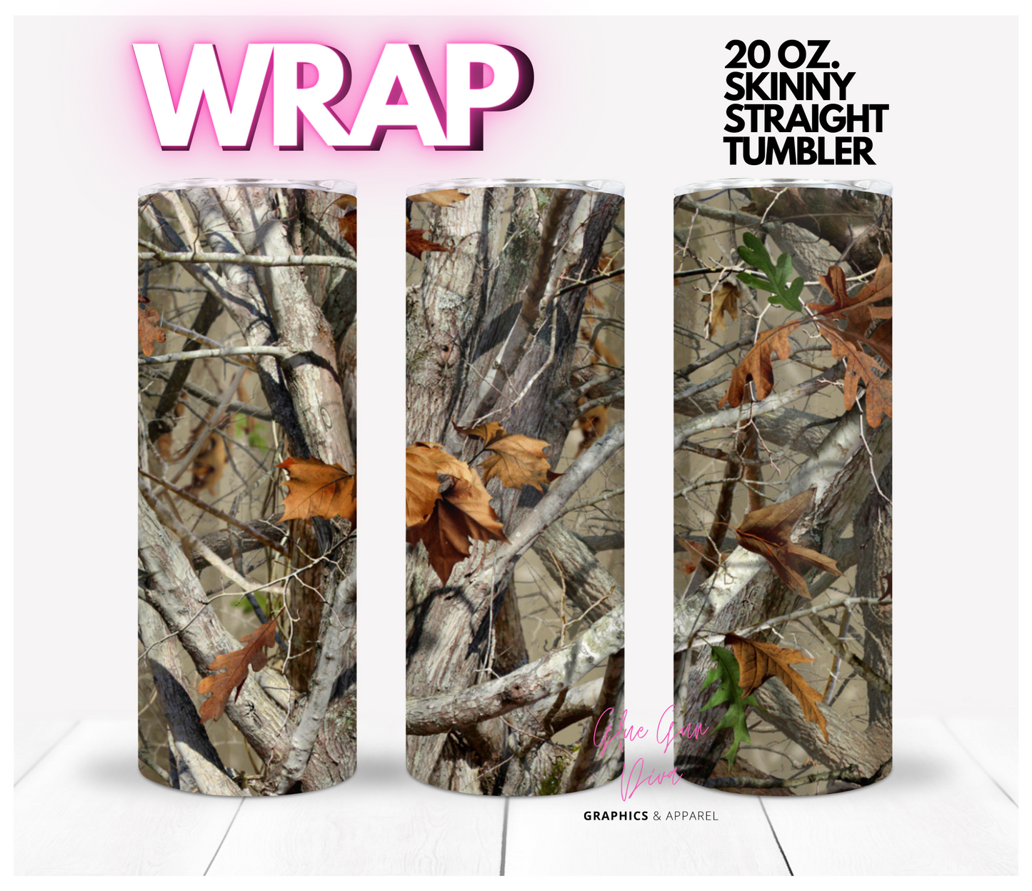 Hunting Camo- Digital tumbler wrap for 20 oz skinny straight tumbler