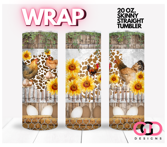 Eggs and Chickens-   Digital tumbler wrap for 20 oz skinny straight tumbler