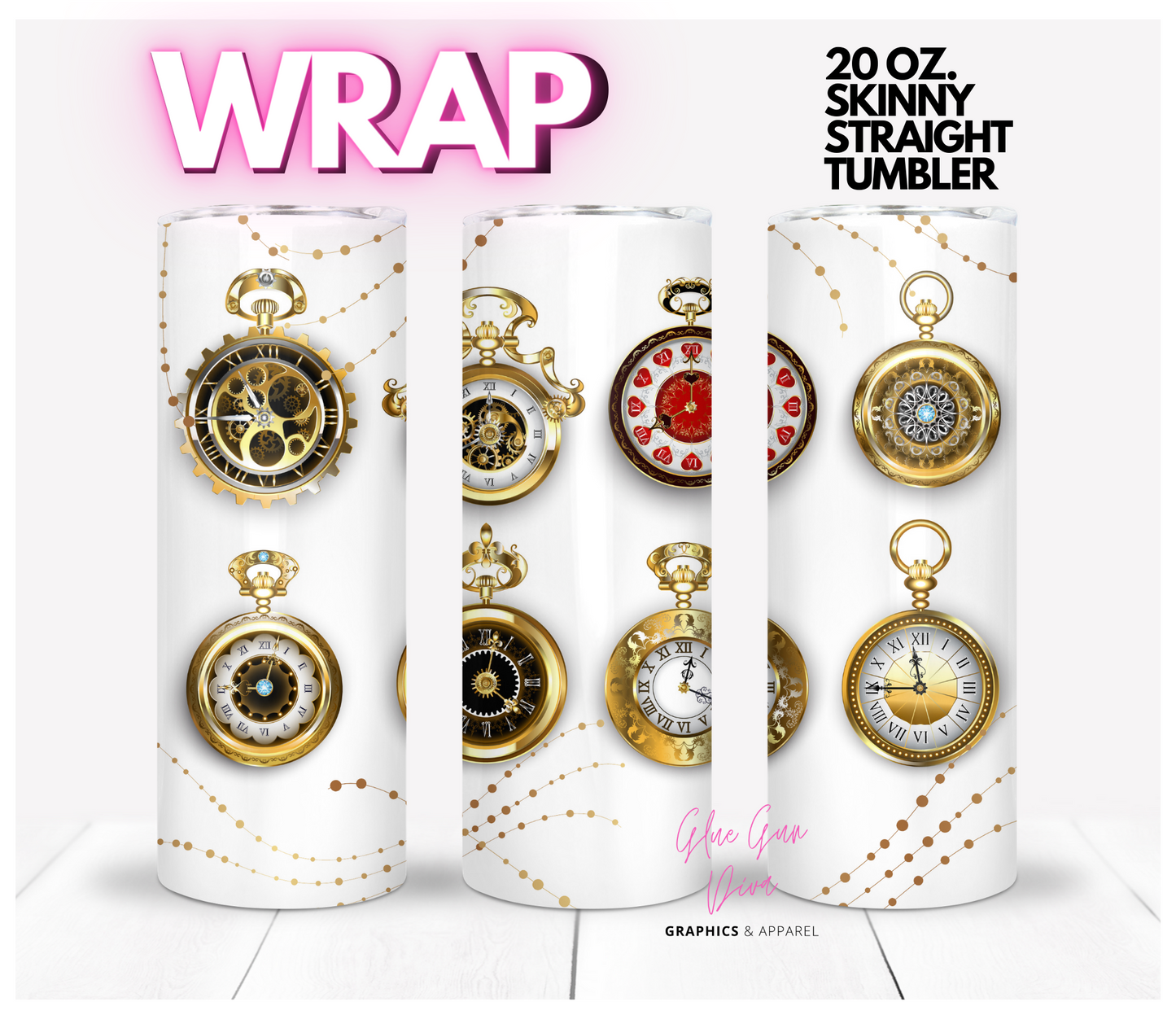 Pocket Watches -Digital  tumbler wrap for 20 oz skinny straight tumbler