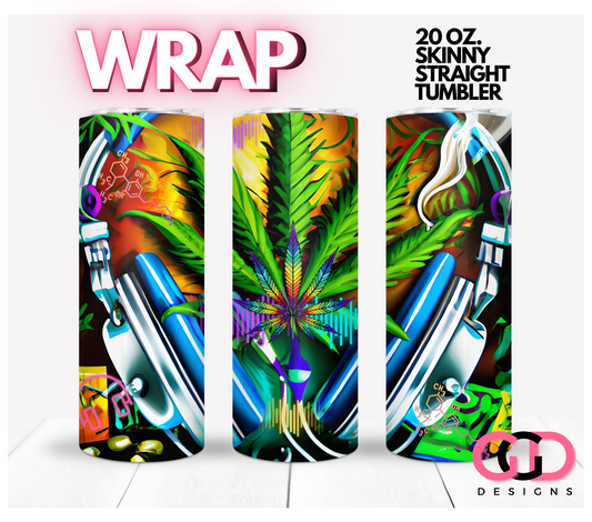 Music and Cannabis  -Digital tumbler wrap for 20 oz skinny straight tumbler