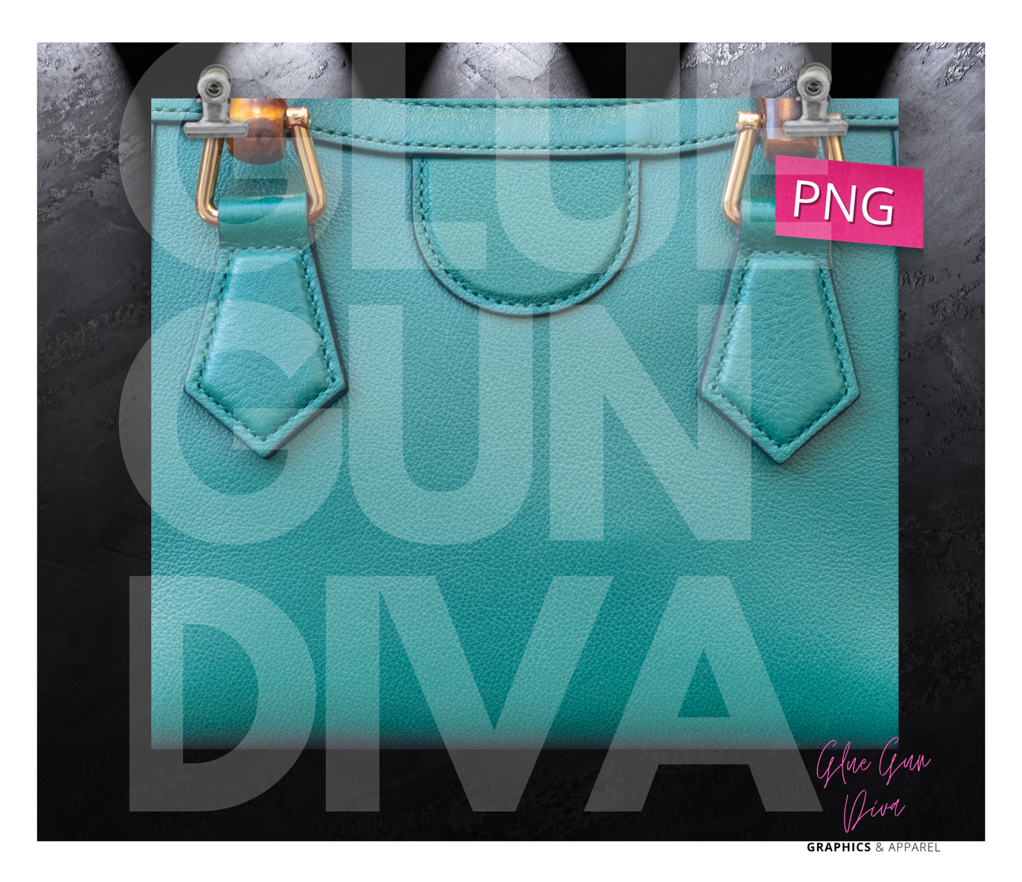 Teal Purse- Digital tumbler wrap for 20 oz skinny straight tumbler