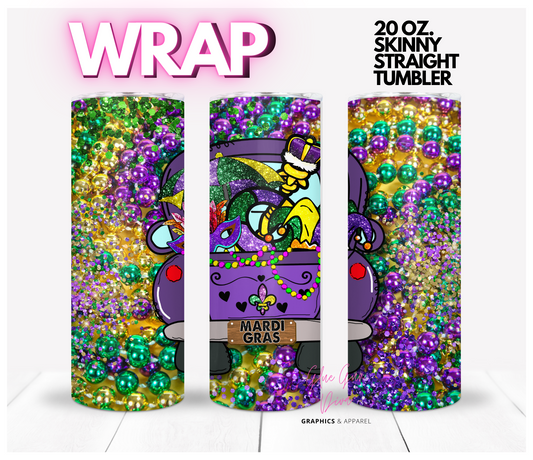 Mardi Gras Truck - Digital tumbler wrap for 20 oz skinny straight tumbler