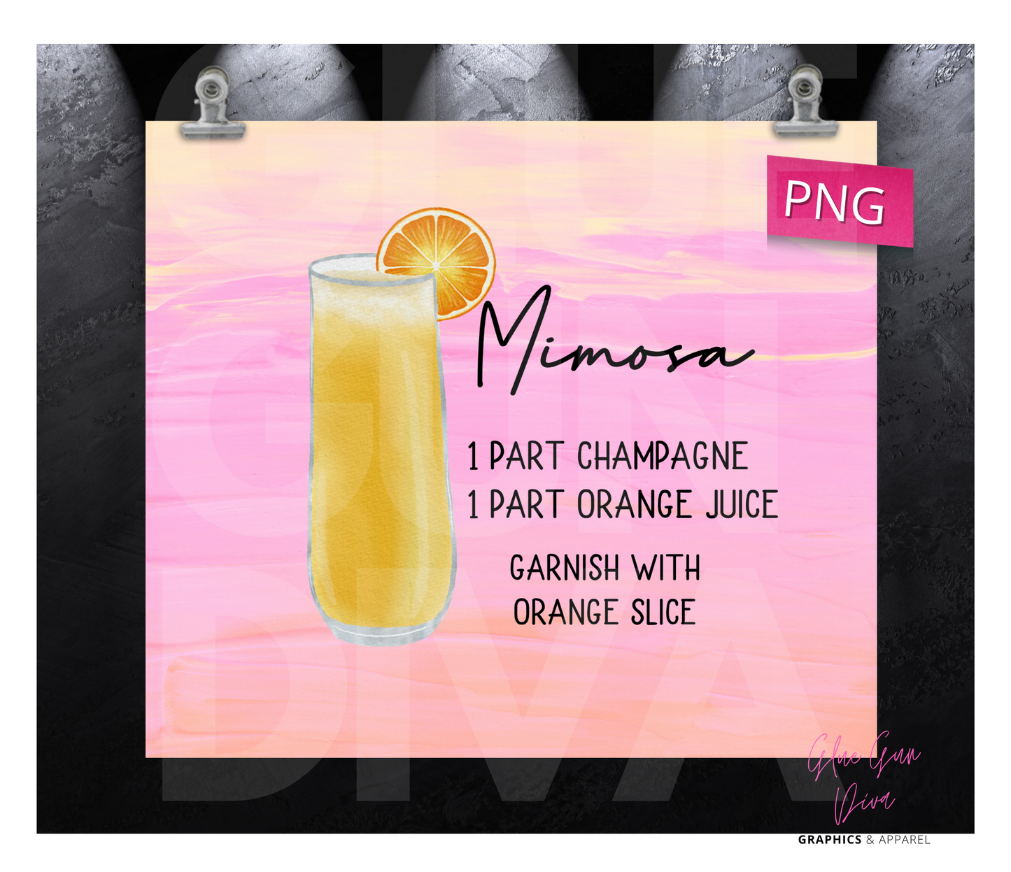 Mimosa- Digital tumbler wrap for 20 oz skinny straight tumbler