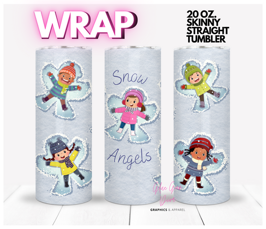 Snow Angels - Digital tumbler wrap for 20 oz skinny straight tumbler