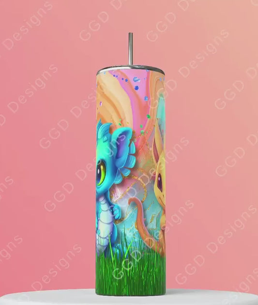 Baby Dragons-   Digital tumbler wrap for 20 oz skinny straight tumbler