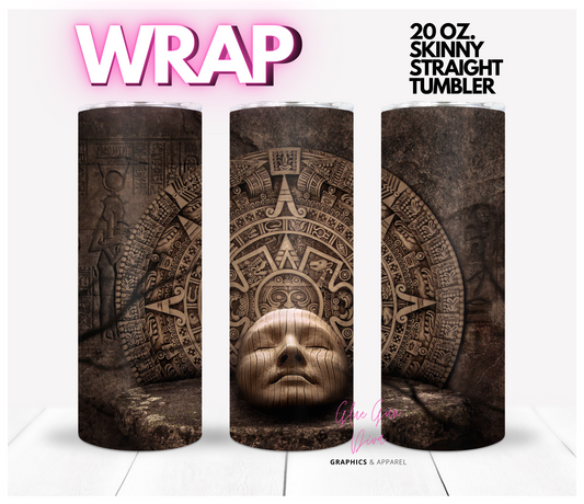 Mayan Calendar Face -  Digital tumbler wrap for 20 oz skinny straight tumbler