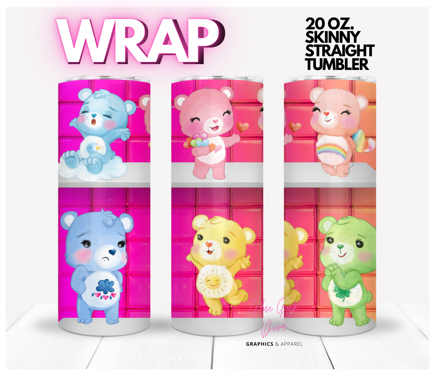 Bears that Care-  Digital tumbler wrap for 20 oz skinny straight tumbler