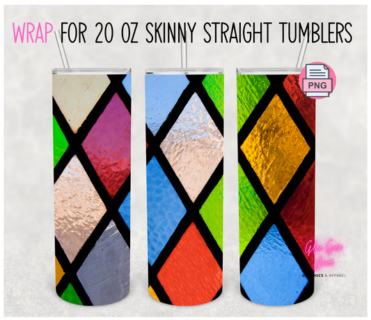 Stained glass colors -Digital tumbler wrap for 20 oz skinny straight tumbler