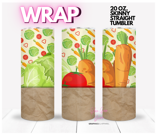 Produce bag- Digital tumbler wrap for 20 oz skinny straight tumbler