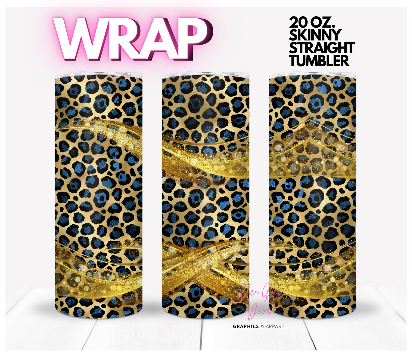 Gold wrap Animal print-   Digital tumbler wrap for 20 oz skinny straight tumbler