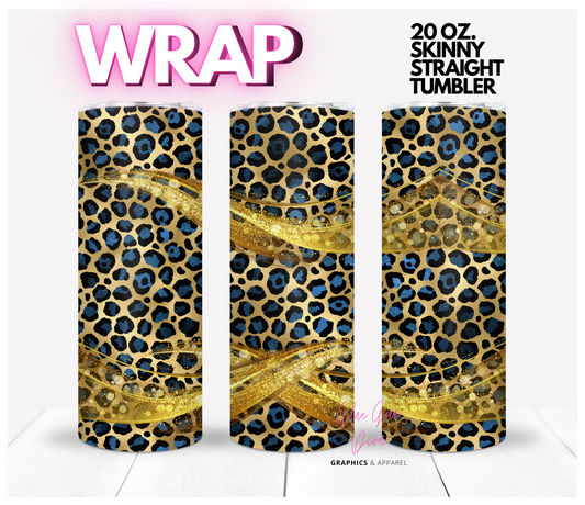 Gold wrap Animal print-   Digital tumbler wrap for 20 oz skinny straight tumbler