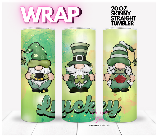 Lucky Gnomes - Digital tumbler wrap for 20 oz skinny straight tumbler