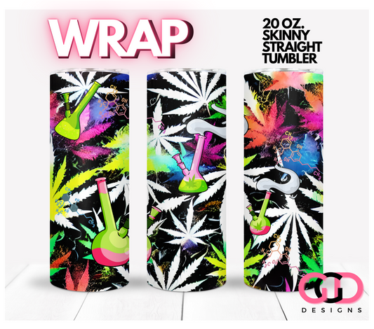 Cannabis Color Splatter -Digital tumbler wrap for 20 oz skinny straight tumbler