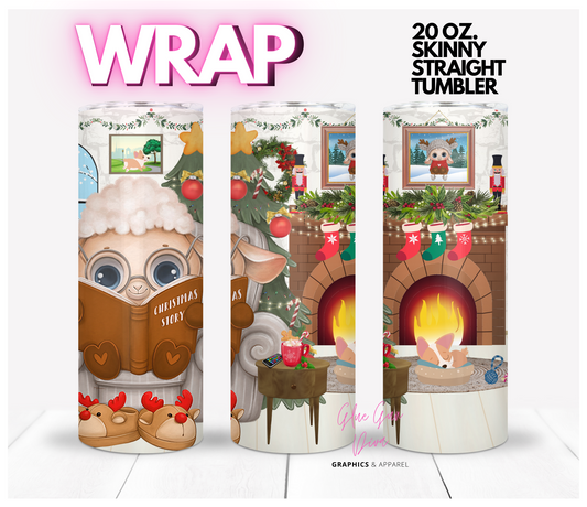 Christmas Stories - Digital tumbler wrap for 20 oz skinny straight tumbler