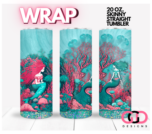 The Two Mermaids-   Digital tumbler wrap for 20 oz skinny straight tumbler