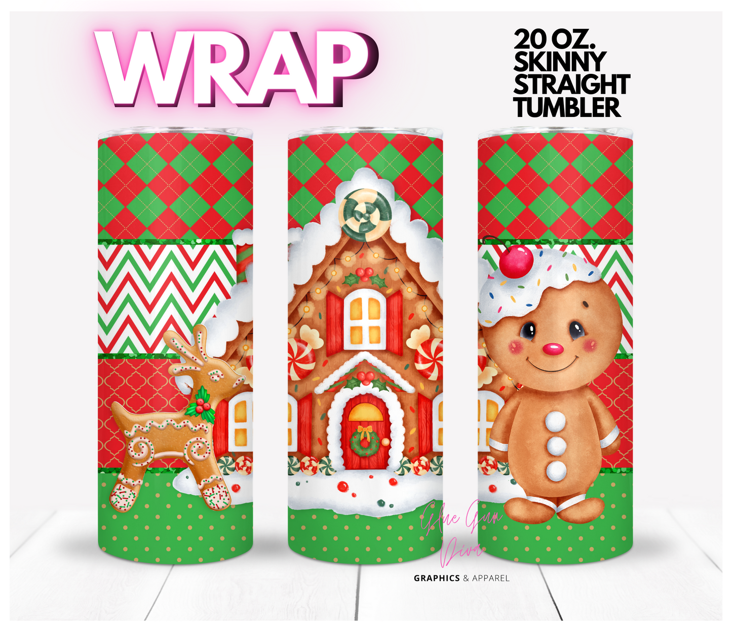 Sweet Christmas - Digital tumbler wrap for 20 oz skinny straight tumbler