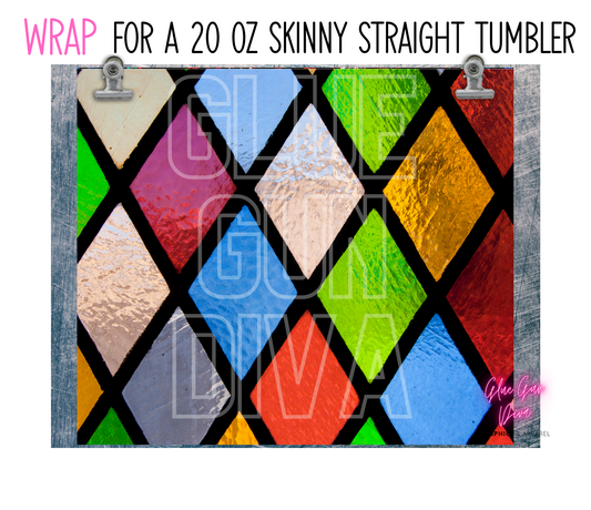 Stained glass colors -Digital tumbler wrap for 20 oz skinny straight tumbler