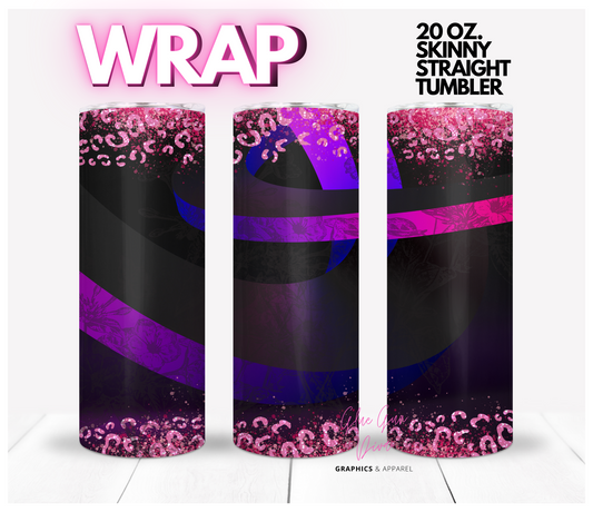 Pink Purple 3d- Digital tumbler wrap for 20 oz skinny straight tumbler