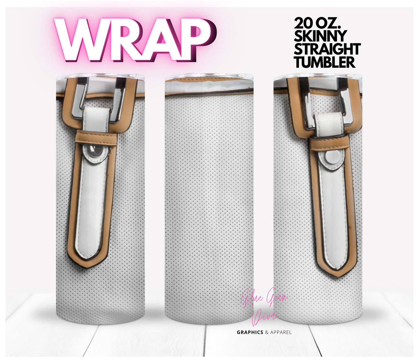 White and Tan Purse- Digital tumbler wrap for 20 oz skinny straight tumbler