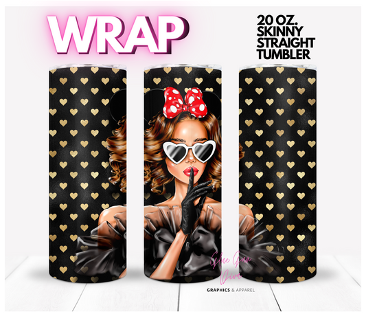 Woman with the Bow 1-  Digital tumbler wrap for 20 oz skinny straight tumbler