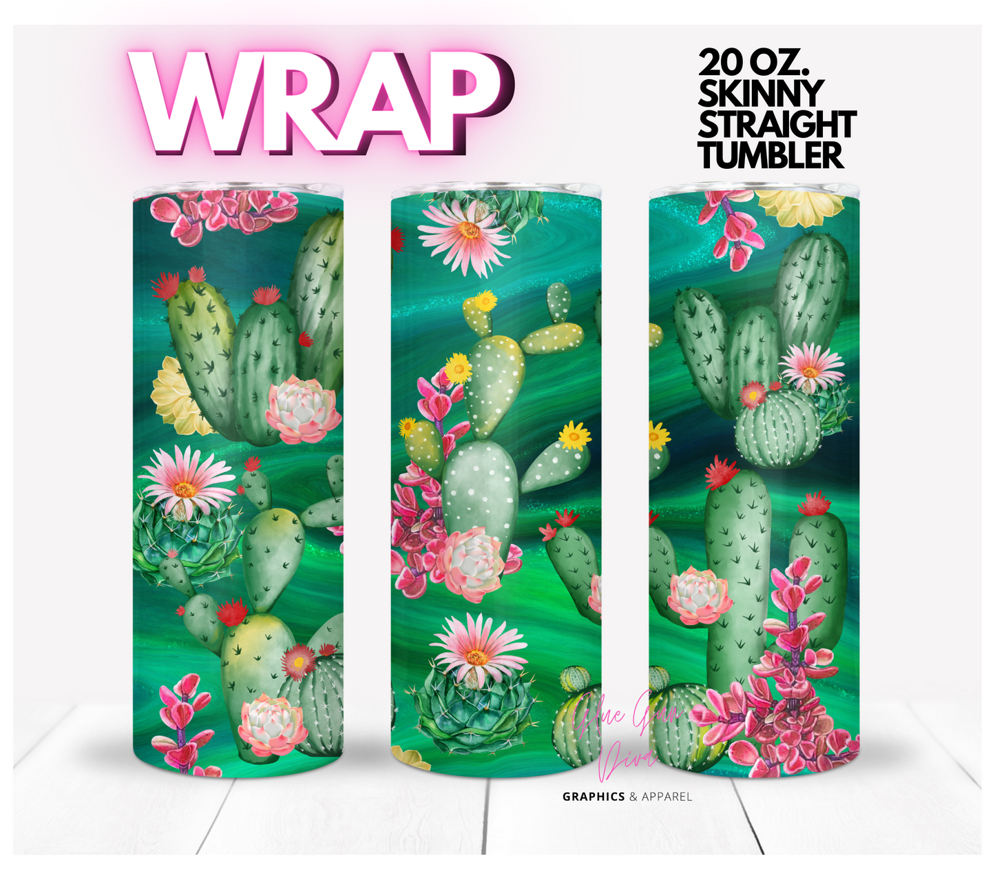 Succulent Season- Digital tumbler wrap for 20 oz skinny straight tumbler