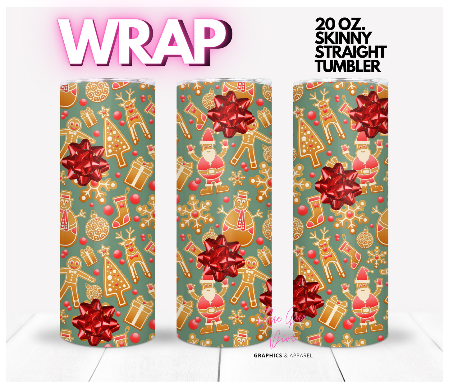 Put a bow on it - Digital tumbler wrap for 20 oz skinny straight tumbler