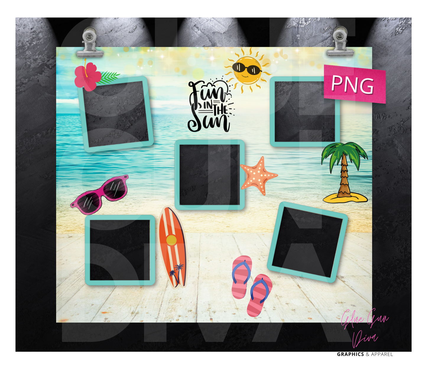 Photo Tumbler Fun in the Sun - Digital tumbler wrap for 20 oz skinny straight tumbler