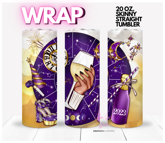 Celestial New Year celebration skin tone 1 - Digital tumbler wrap for 20 oz skinny straight tumbler
